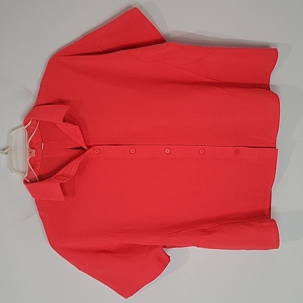 Lululemon Full Day Ahead Red Short Sleeve Boxy button down shirt size 8